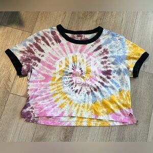 Victoria's Secret PINK Cropped Ringer Oversized Tie Dye T-Shirt Tee size large